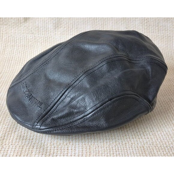 Harley Davidson Bar & Shield Vector Logo 2005 Leather Cabbie/Newsboy Cap Black M - Picture 4 of 11